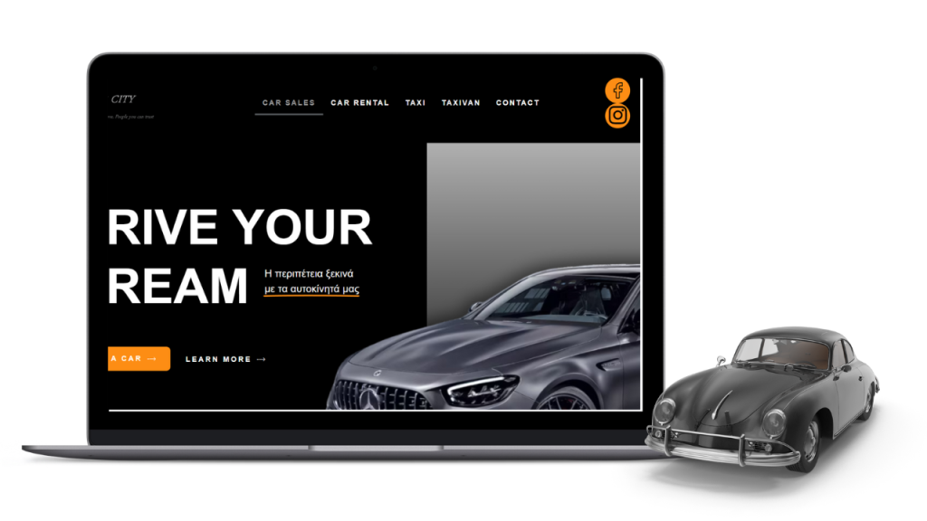 Ιστοσελίδα City Car για ενοικίαση και πώληση αυτοκινήτων - παρουσίαση portfolio