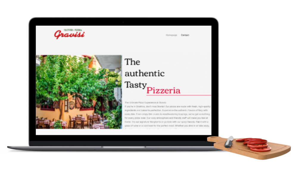 Ιστοσελίδα πιτσαρίας Gravisi στη Σκιάθο - παρουσίαση portfolio