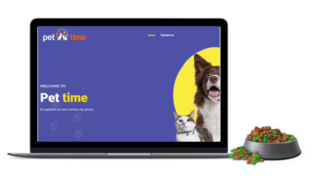 Ιστοσελίδα Pet Time eshop για κατοικίδια - παρουσίαση portfolio