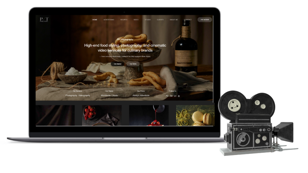 Ιστοσελίδα PT White Studio για food photography και videography - παρουσίαση portfolio